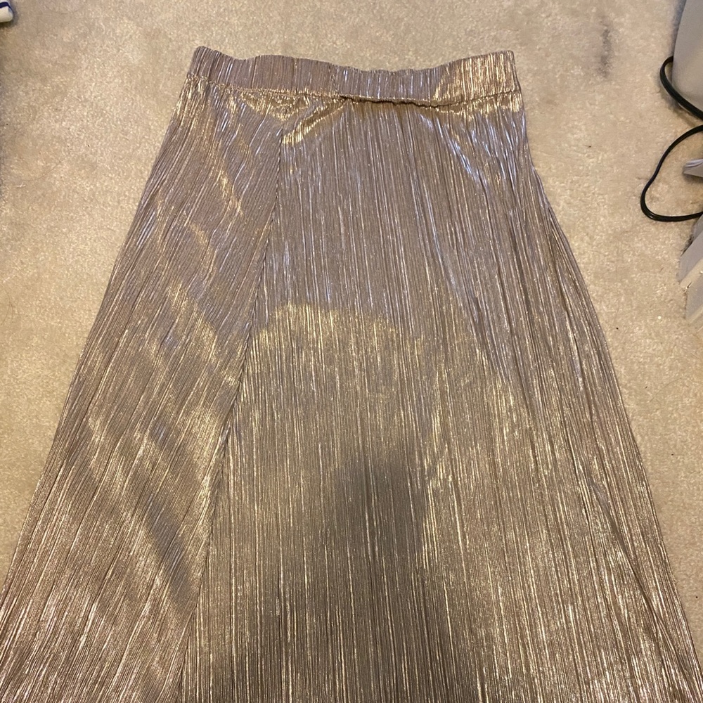 & other stories gold pleated midi skirt